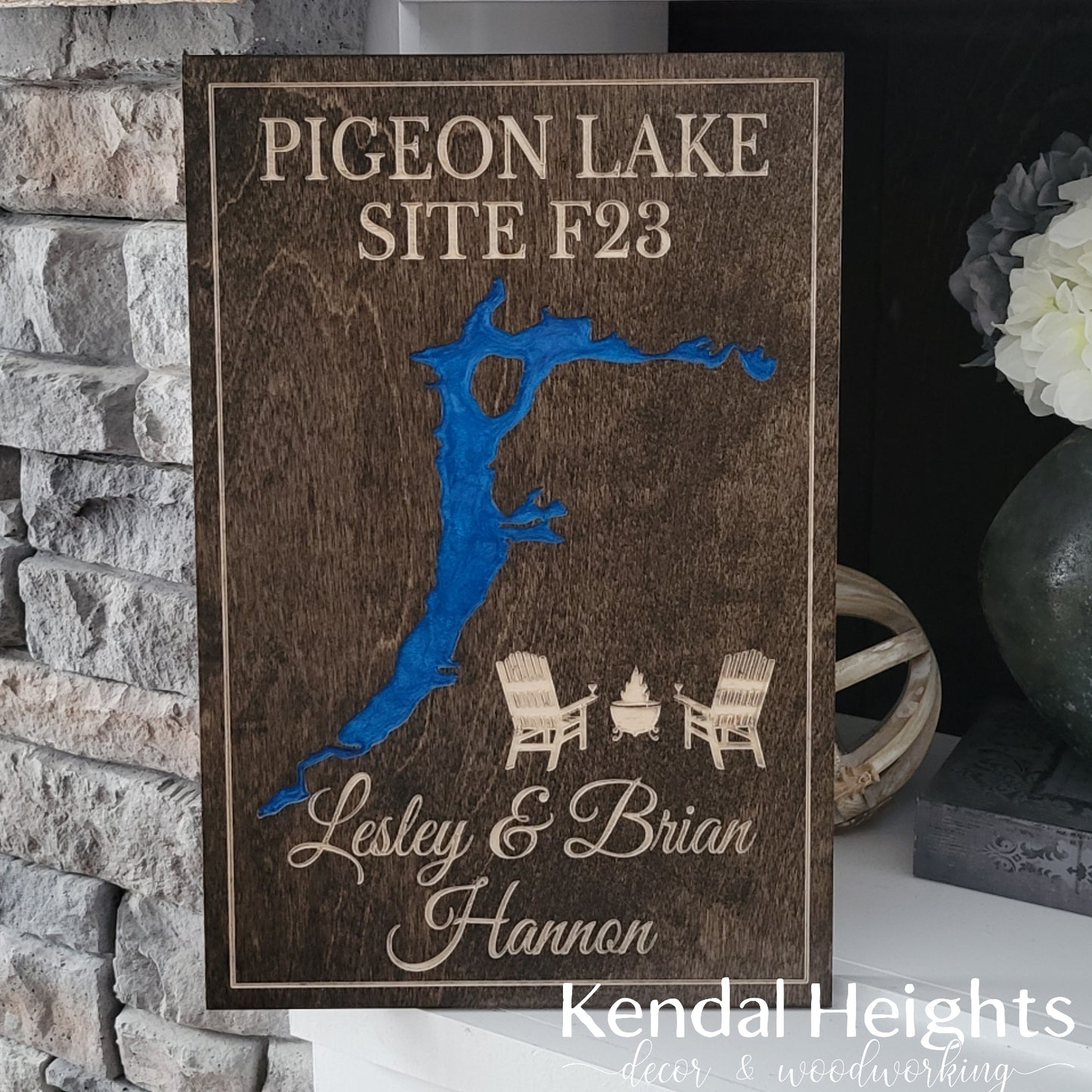 Engraved Lake Sign