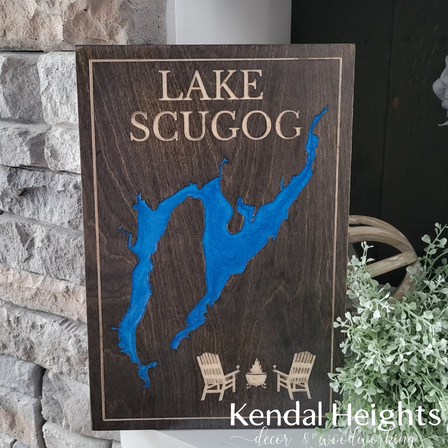 Engraved Lake Sign