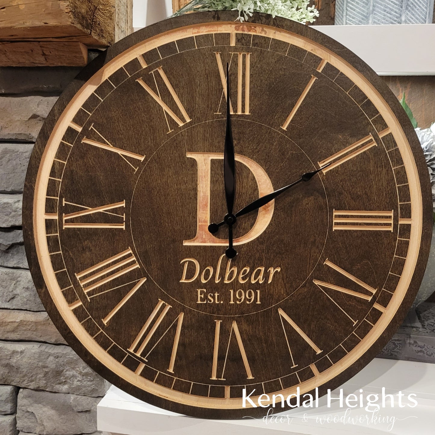 Custom Engraved Family Monogram Clock