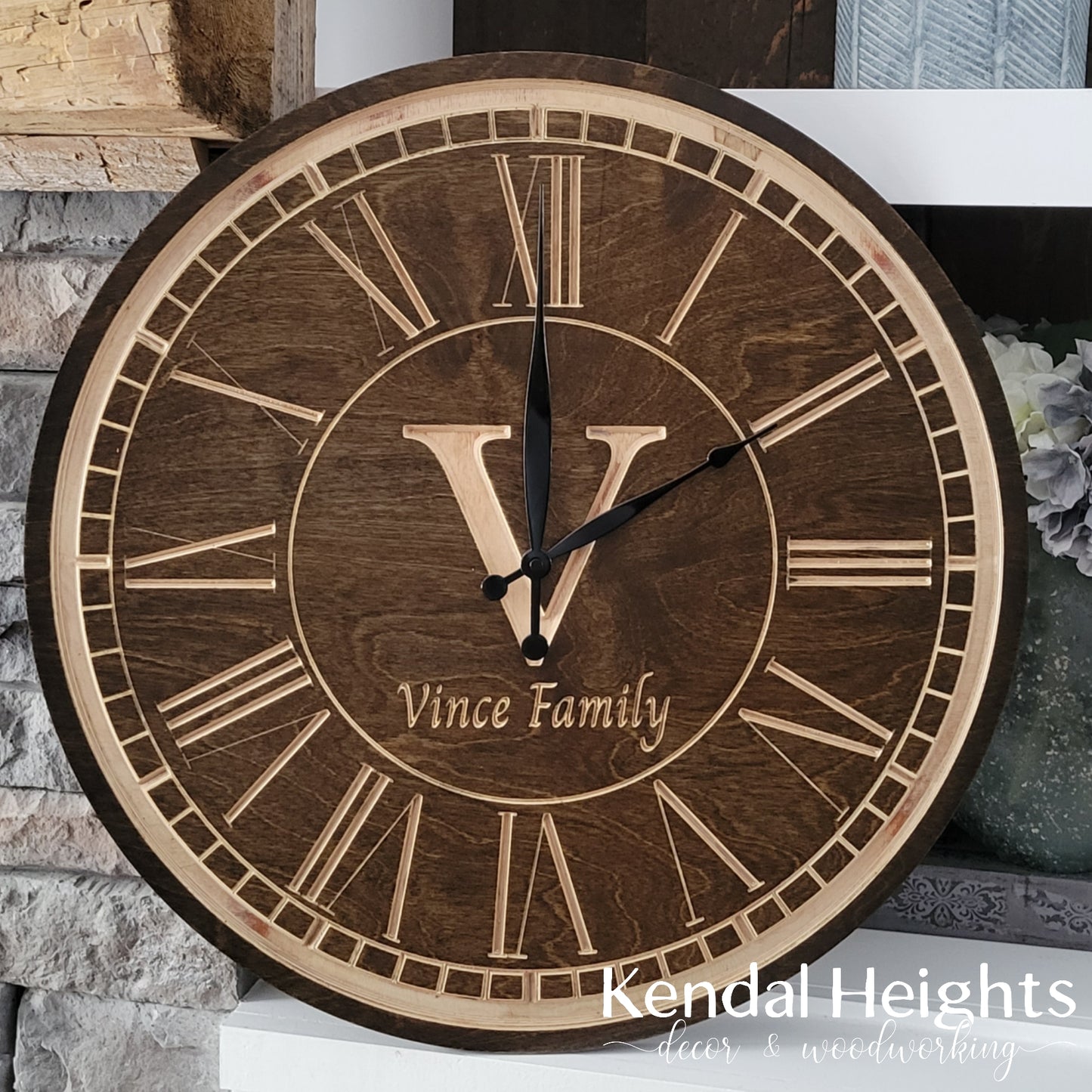 Custom Engraved Family Monogram Clock