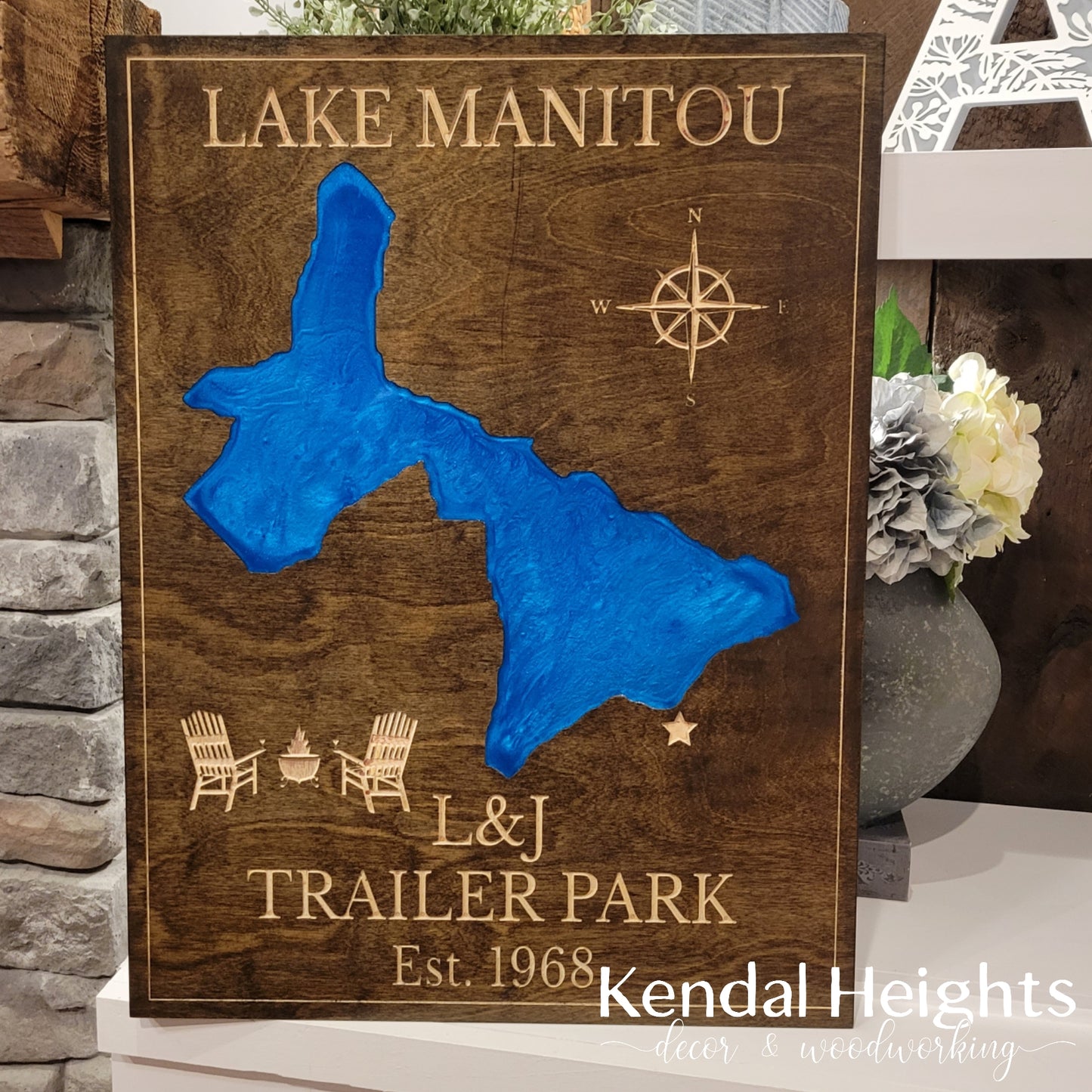 Engraved Lake Sign