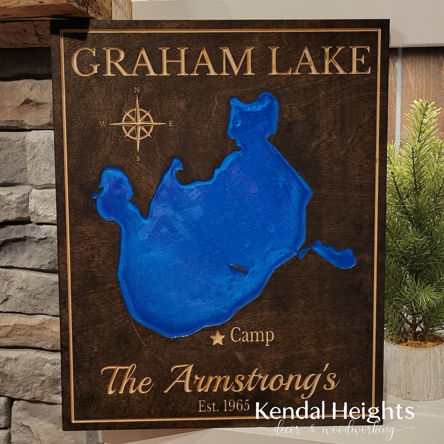 Engraved Lake Sign