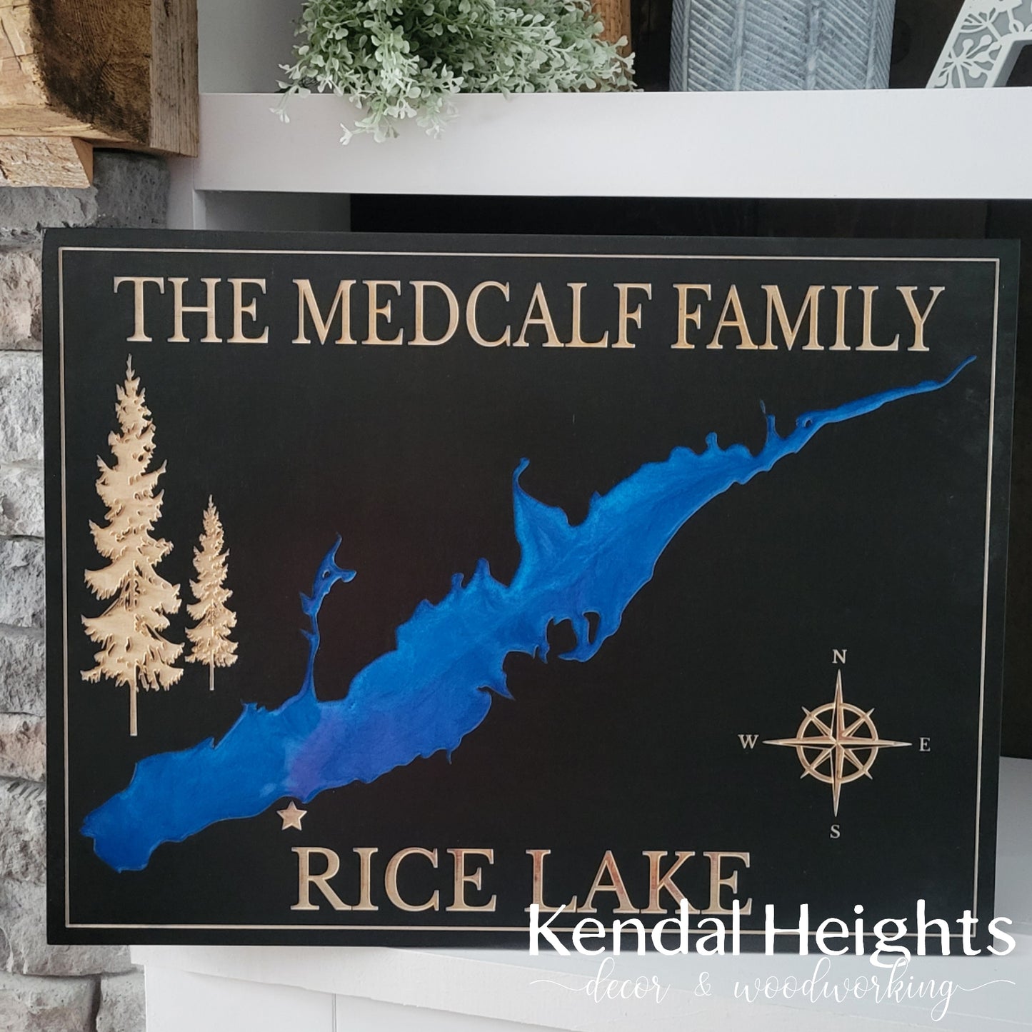 Engraved Lake Sign