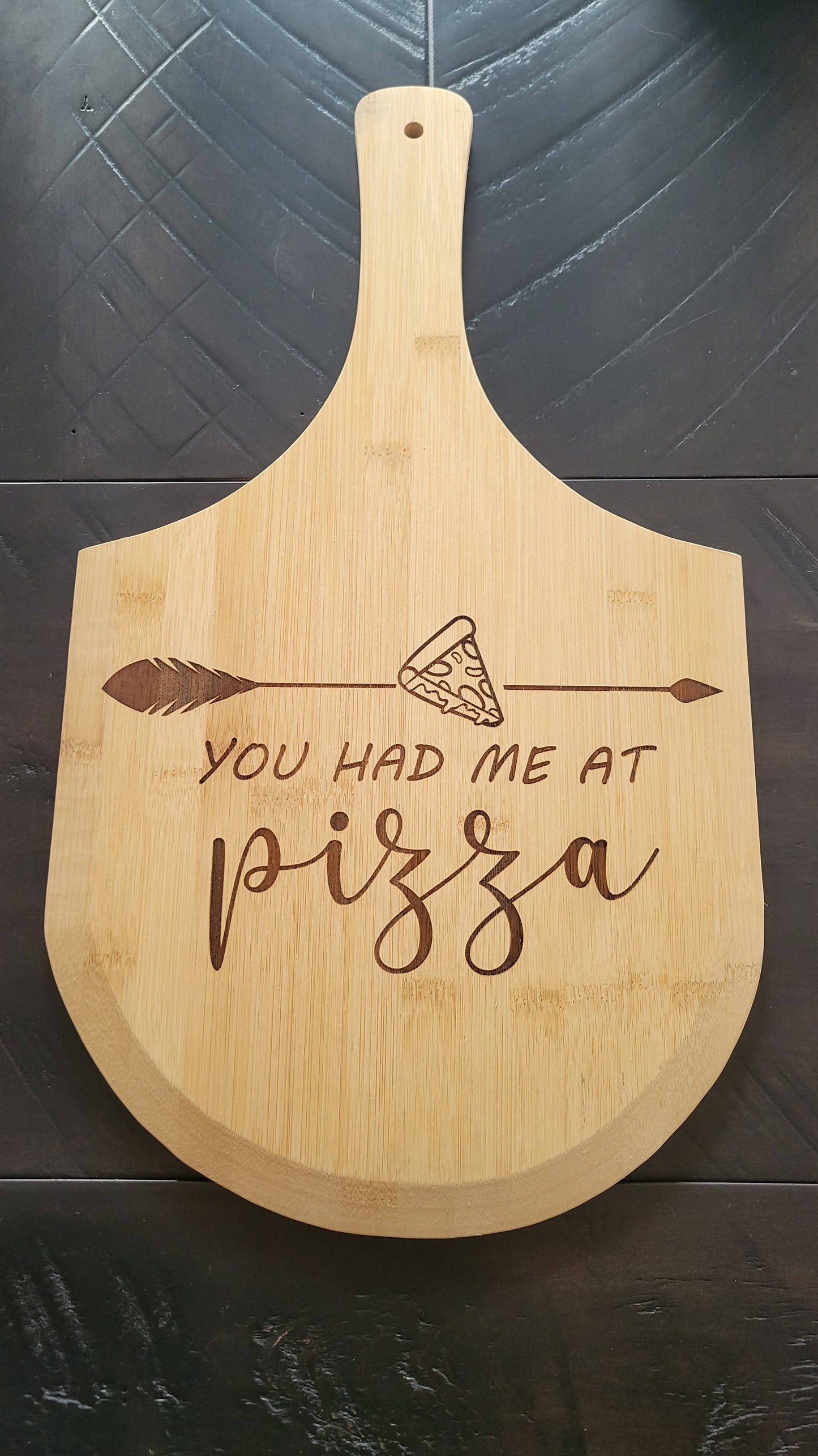 Laser Etched Bamboo Pizza Peel