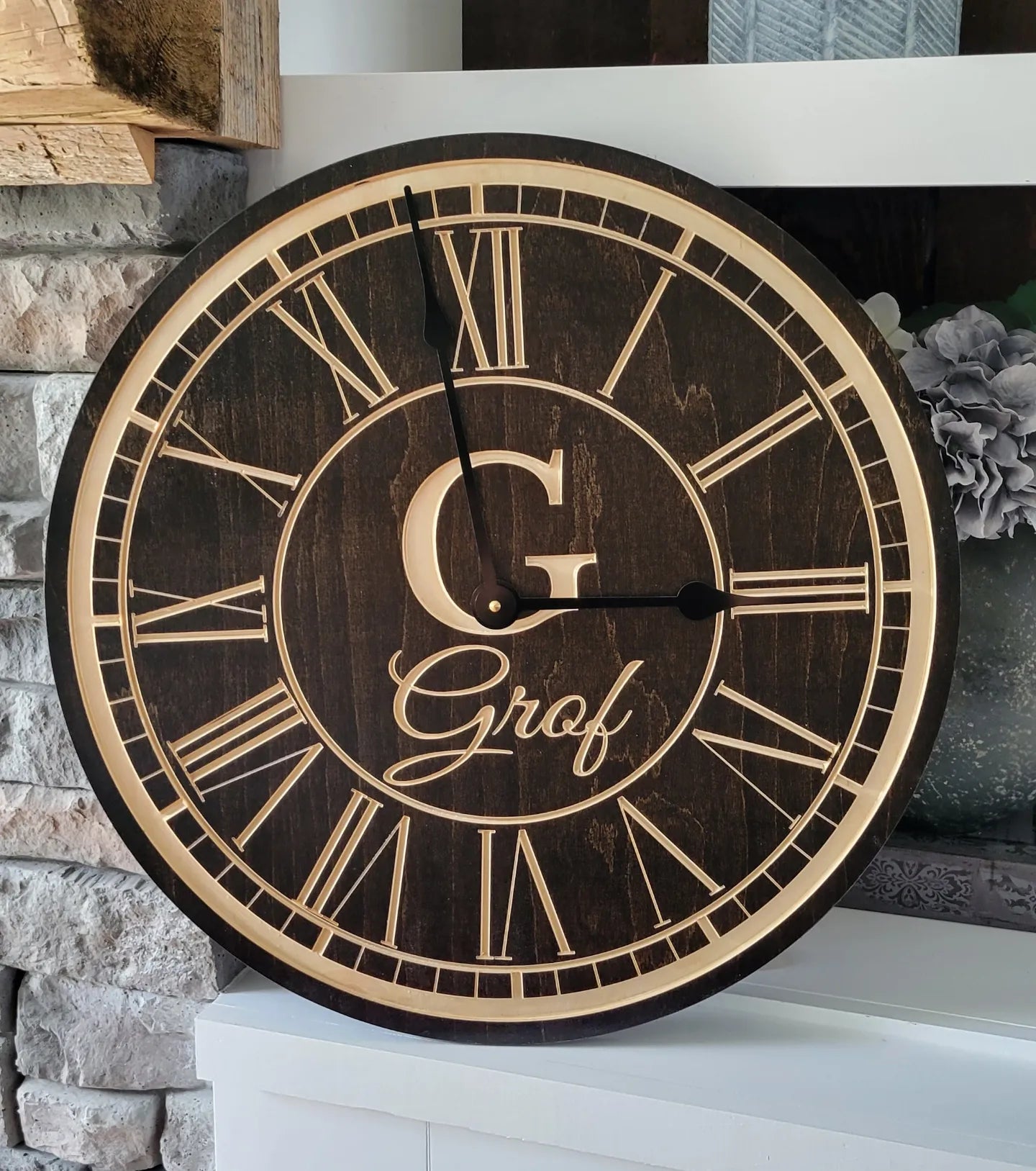 Custom Engraved Family Monogram Clock