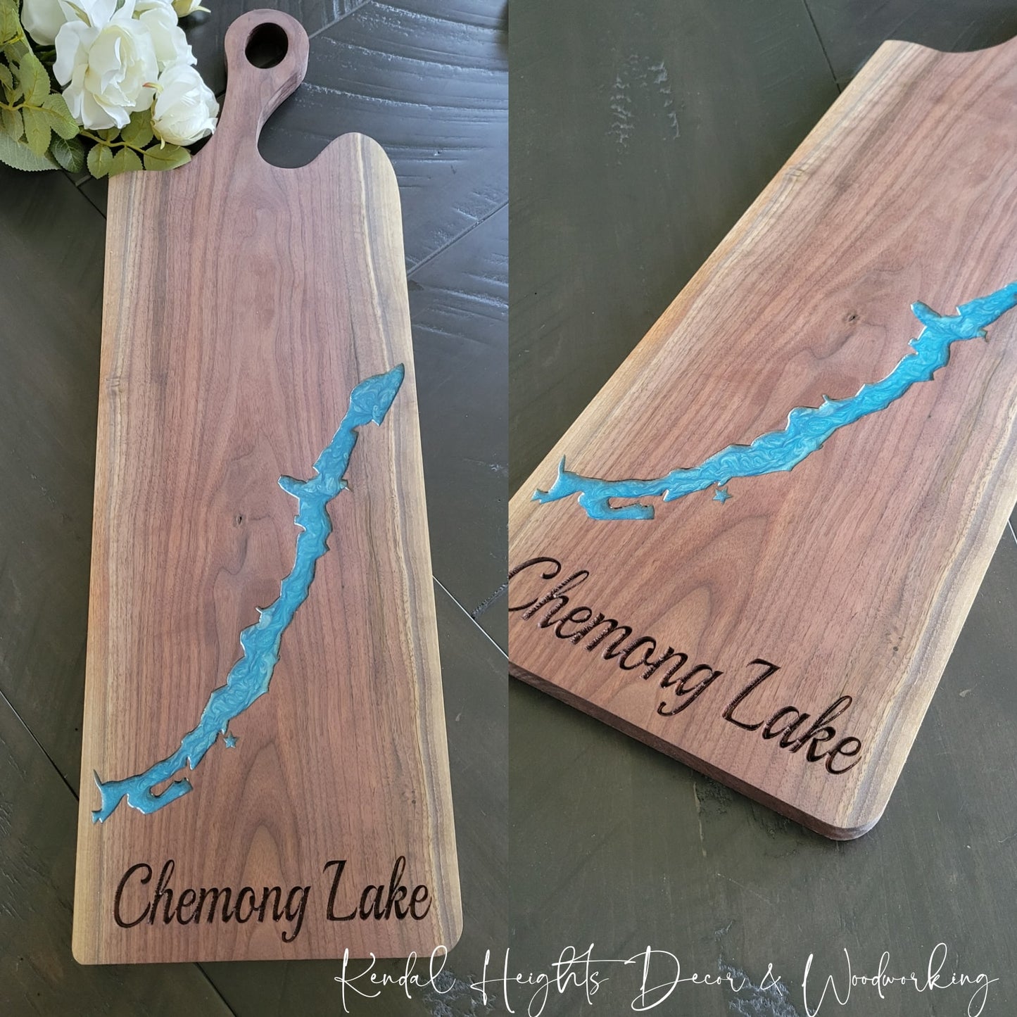 Epoxy Black Walnut Charcuterie Board with Handle