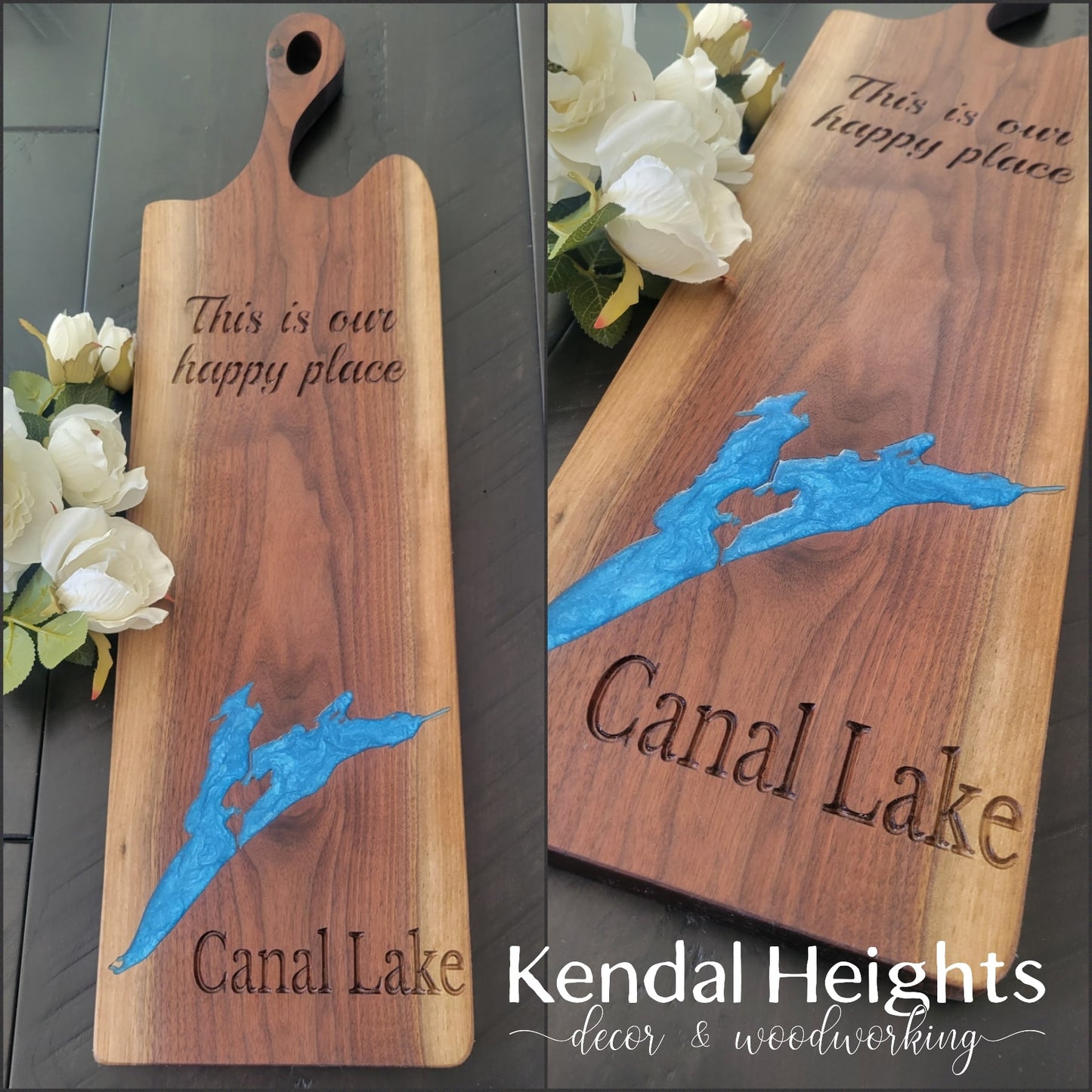 Epoxy Black Walnut Charcuterie Board with Handle