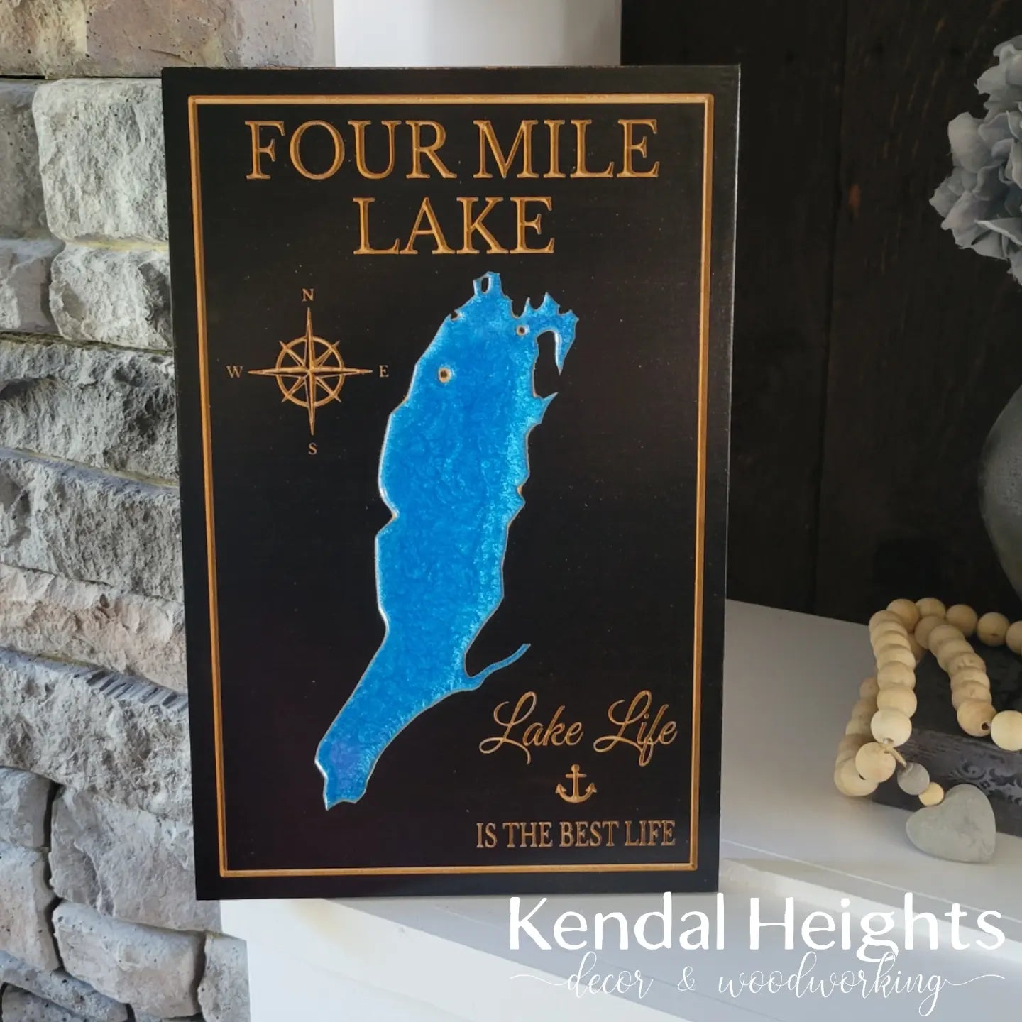 Engraved Lake Sign
