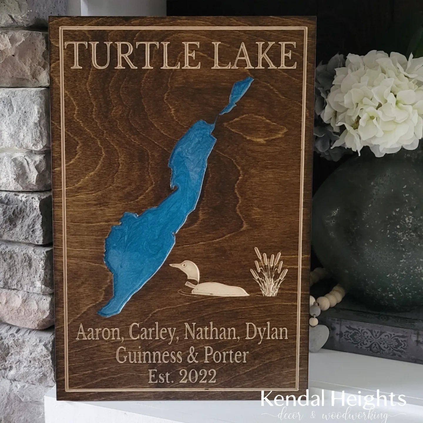 Engraved Lake Sign