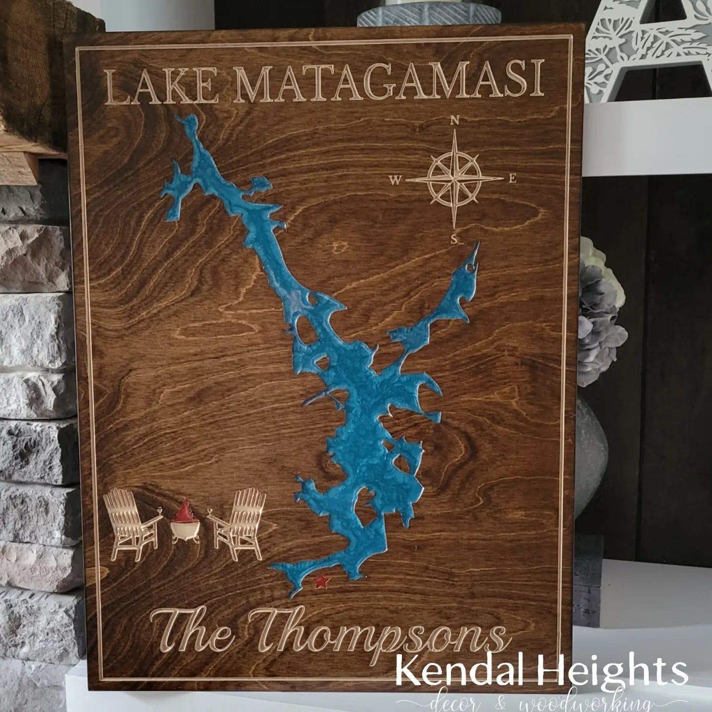 Engraved Lake Sign