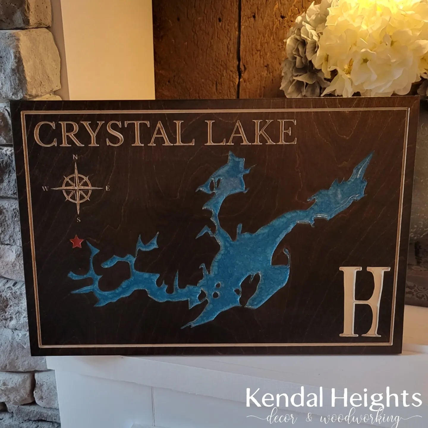 Engraved Lake Sign