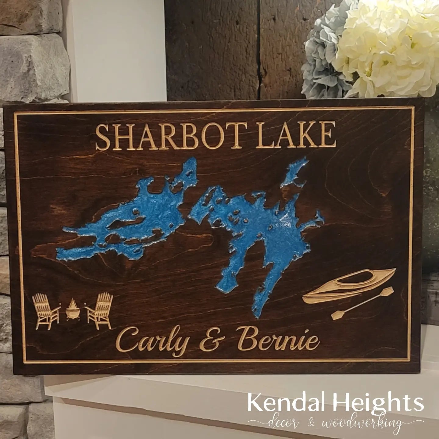 Engraved Lake Sign