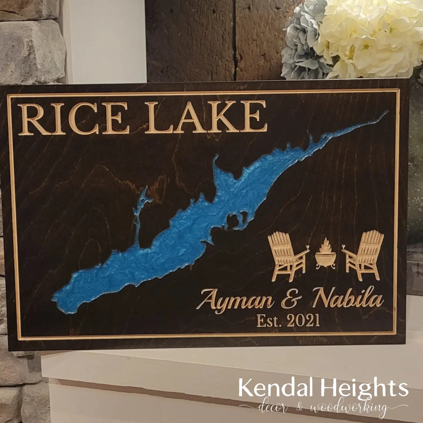 Engraved Lake Sign