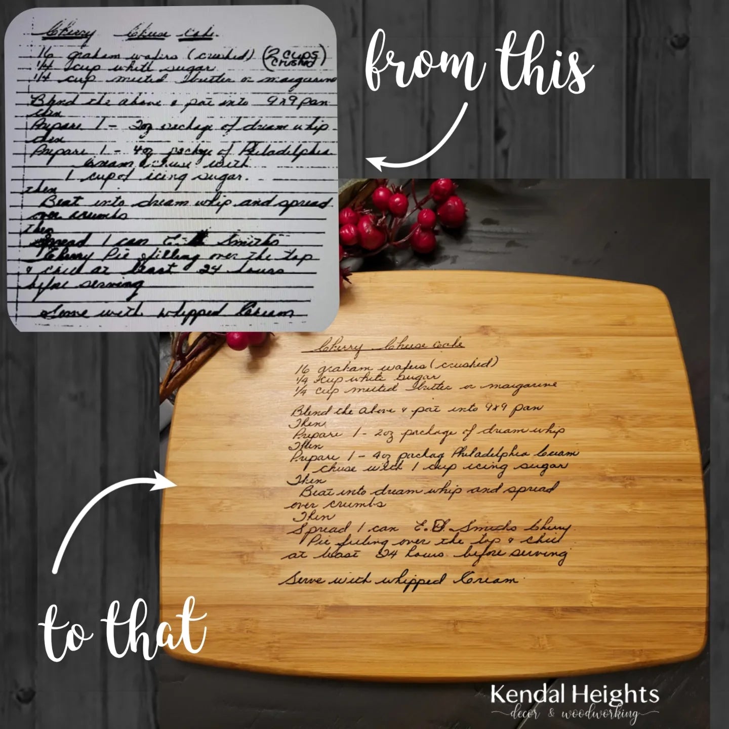 LASER Recipe Bamboo Cutting Board
