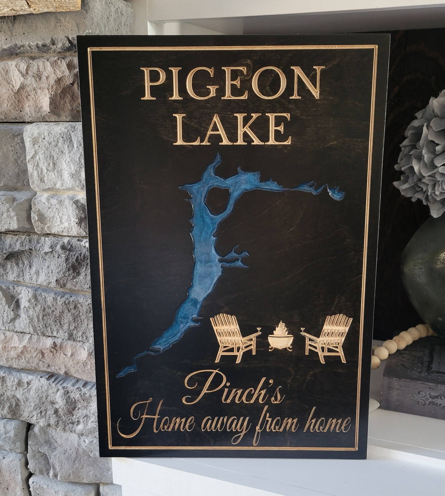 Engraved Lake Sign