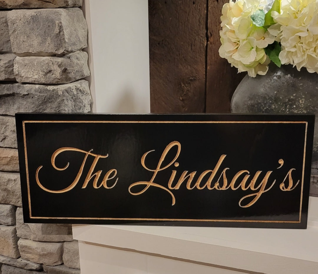Engraved Family Name Sign