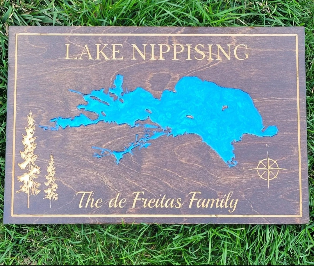 Engraved Lake Sign