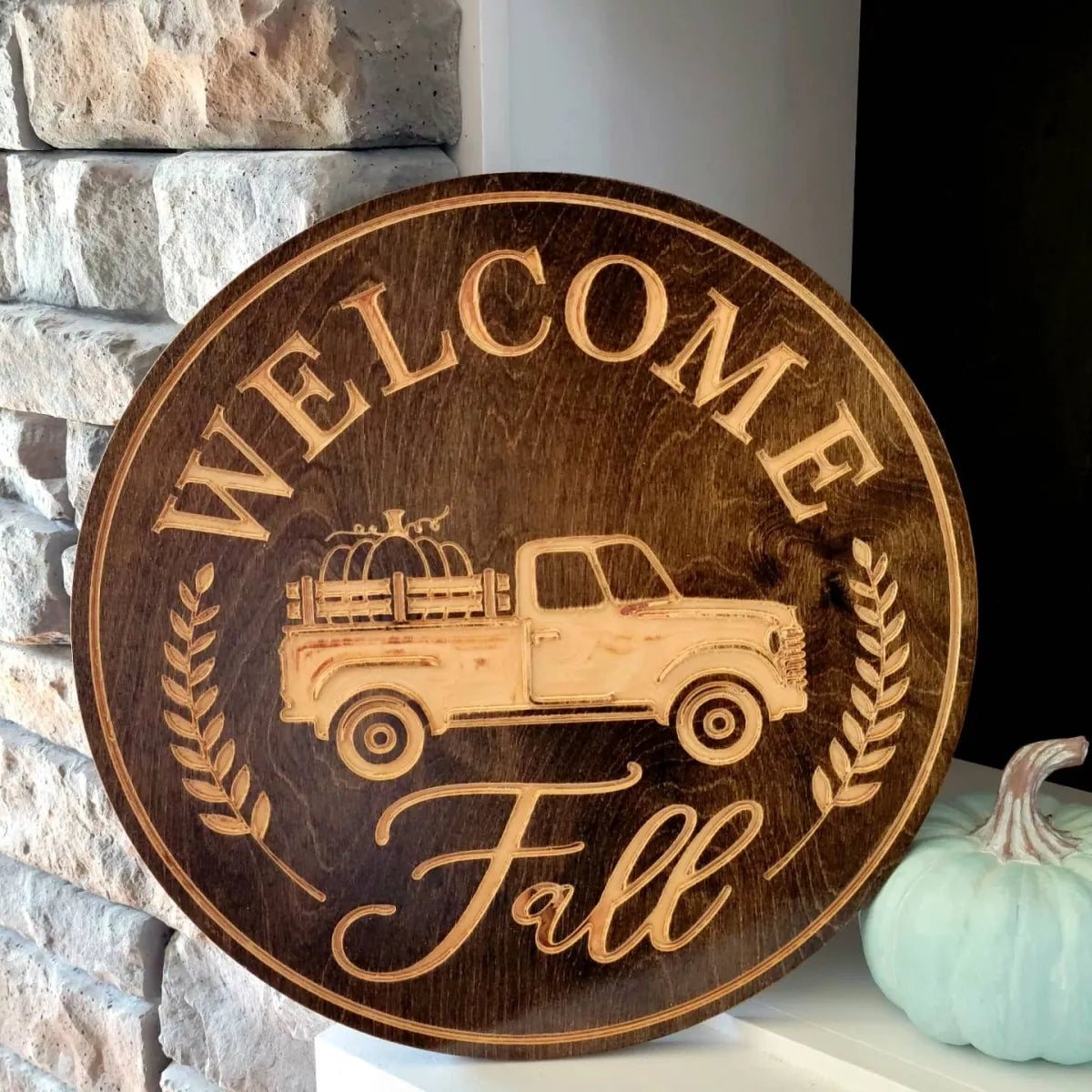 Custom Engraved Round Fall Signs