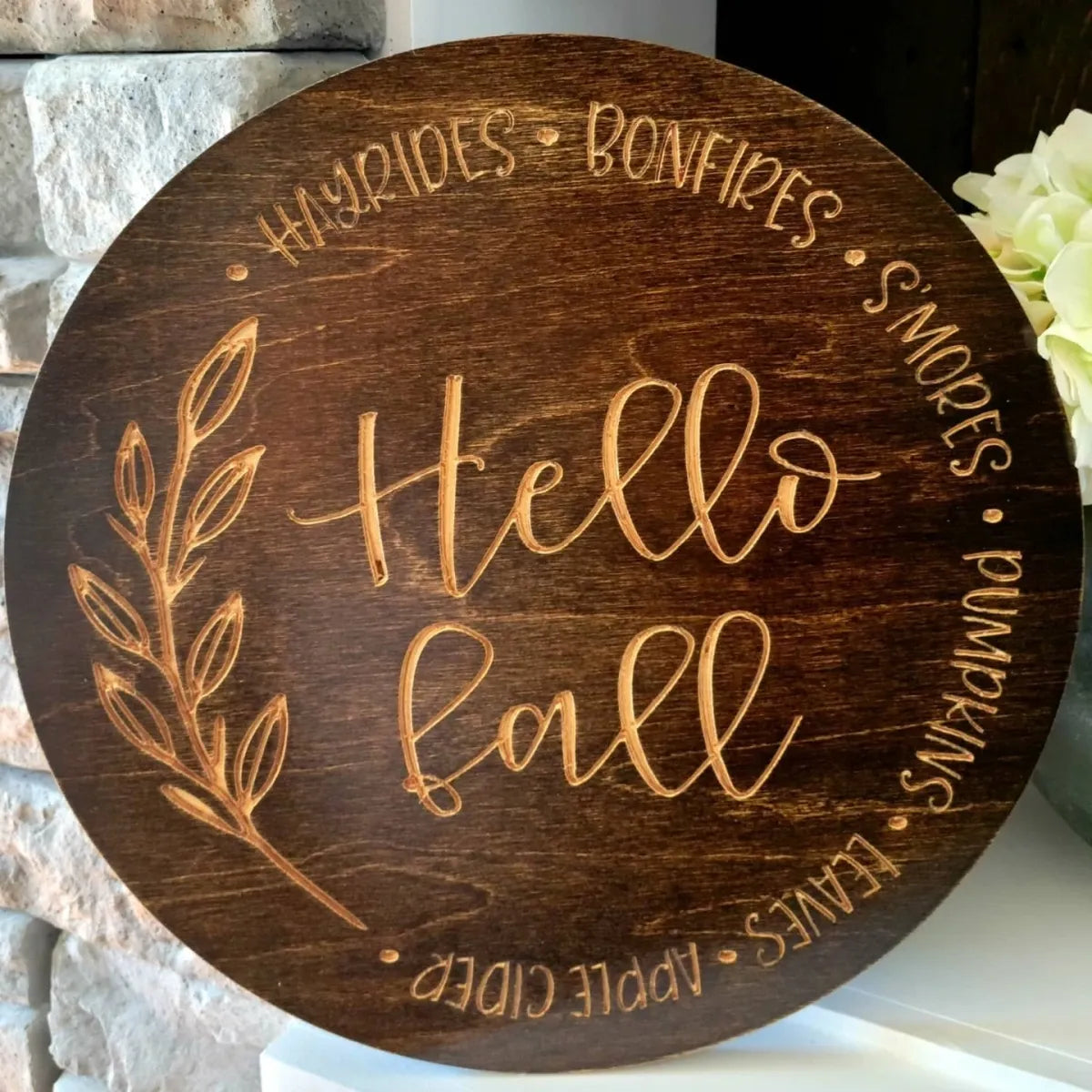 Custom Engraved Round Fall Signs