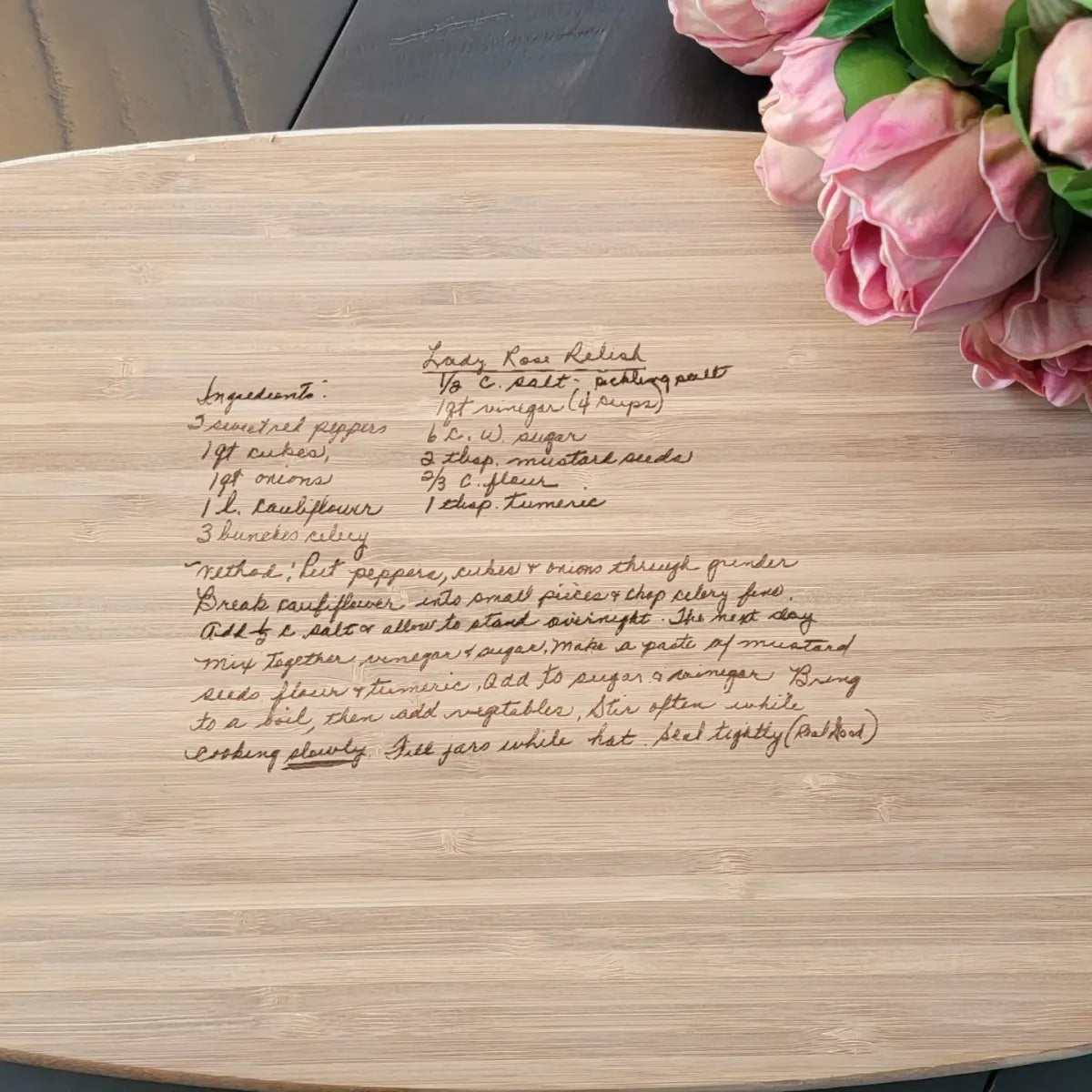 LASER Recipe Bamboo Cutting Board