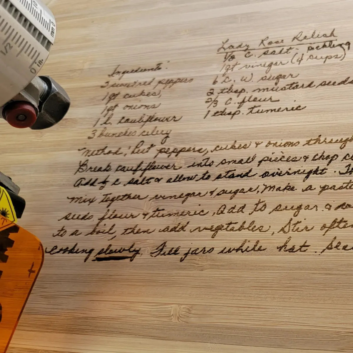 LASER Recipe Bamboo Cutting Board