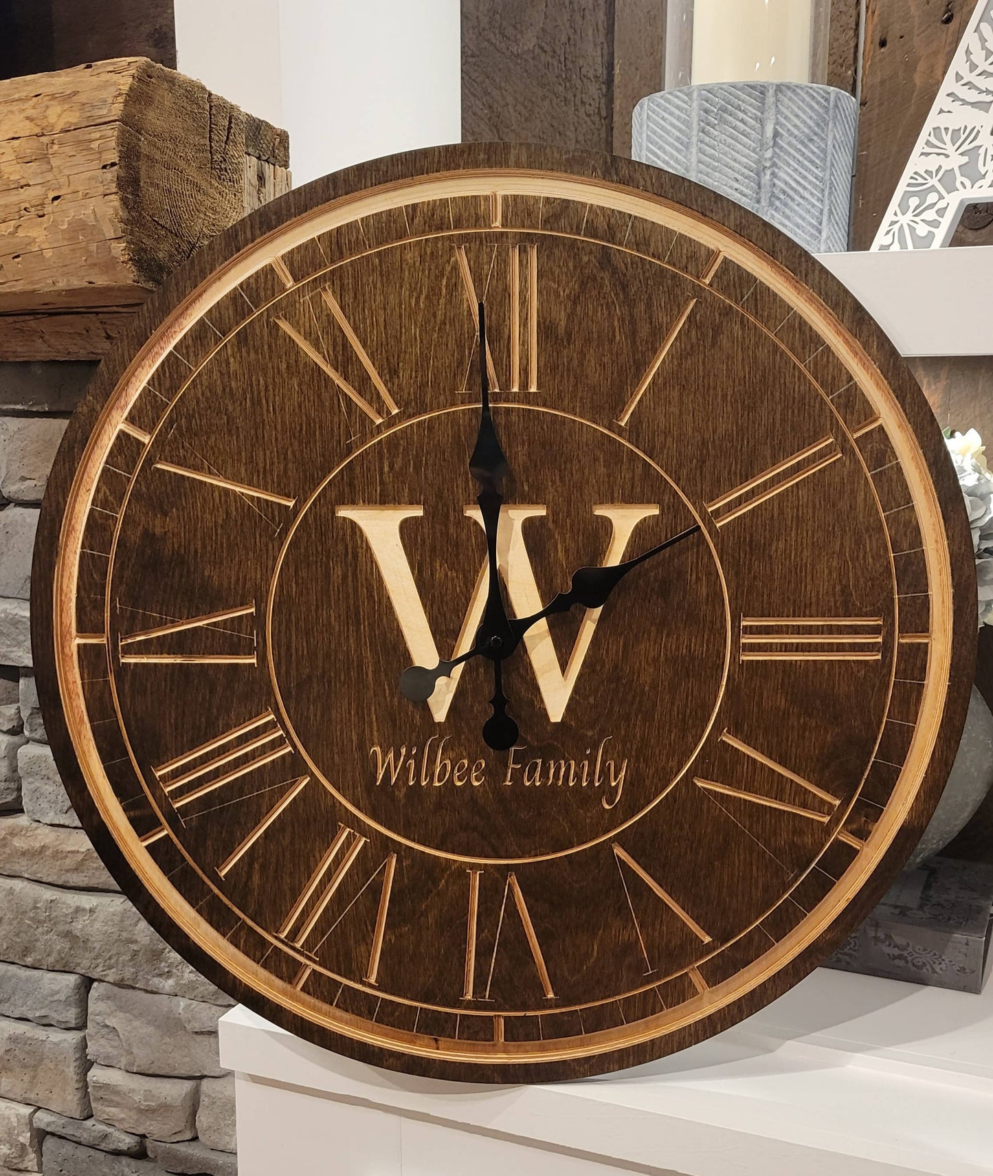 Custom Engraved Family Monogram Clock