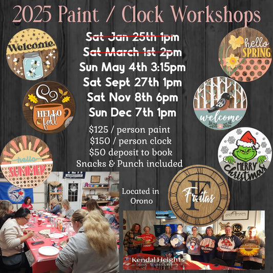 Paint / Clock Workshop Events - Deposit Only