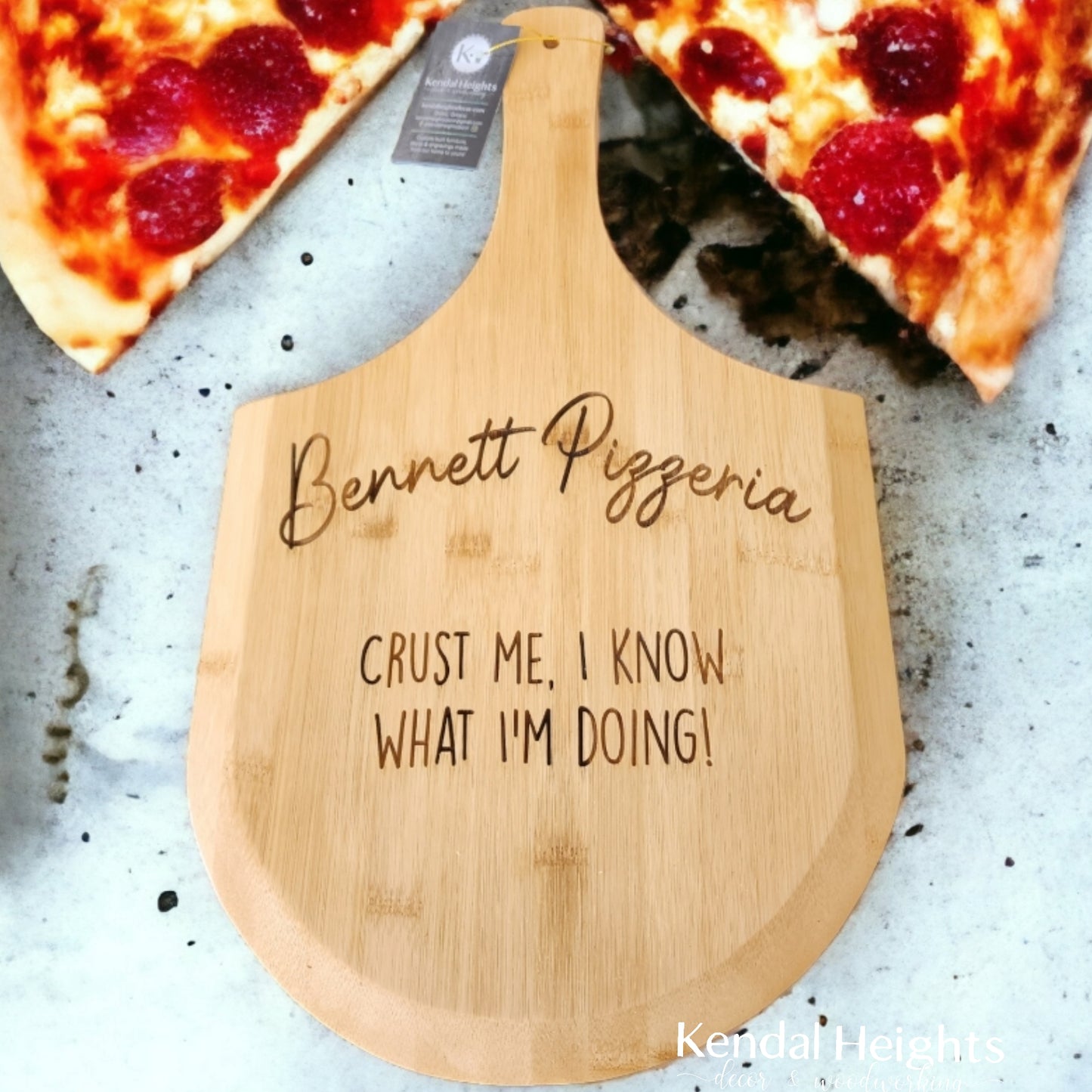 Laser Etched Bamboo Pizza Peel