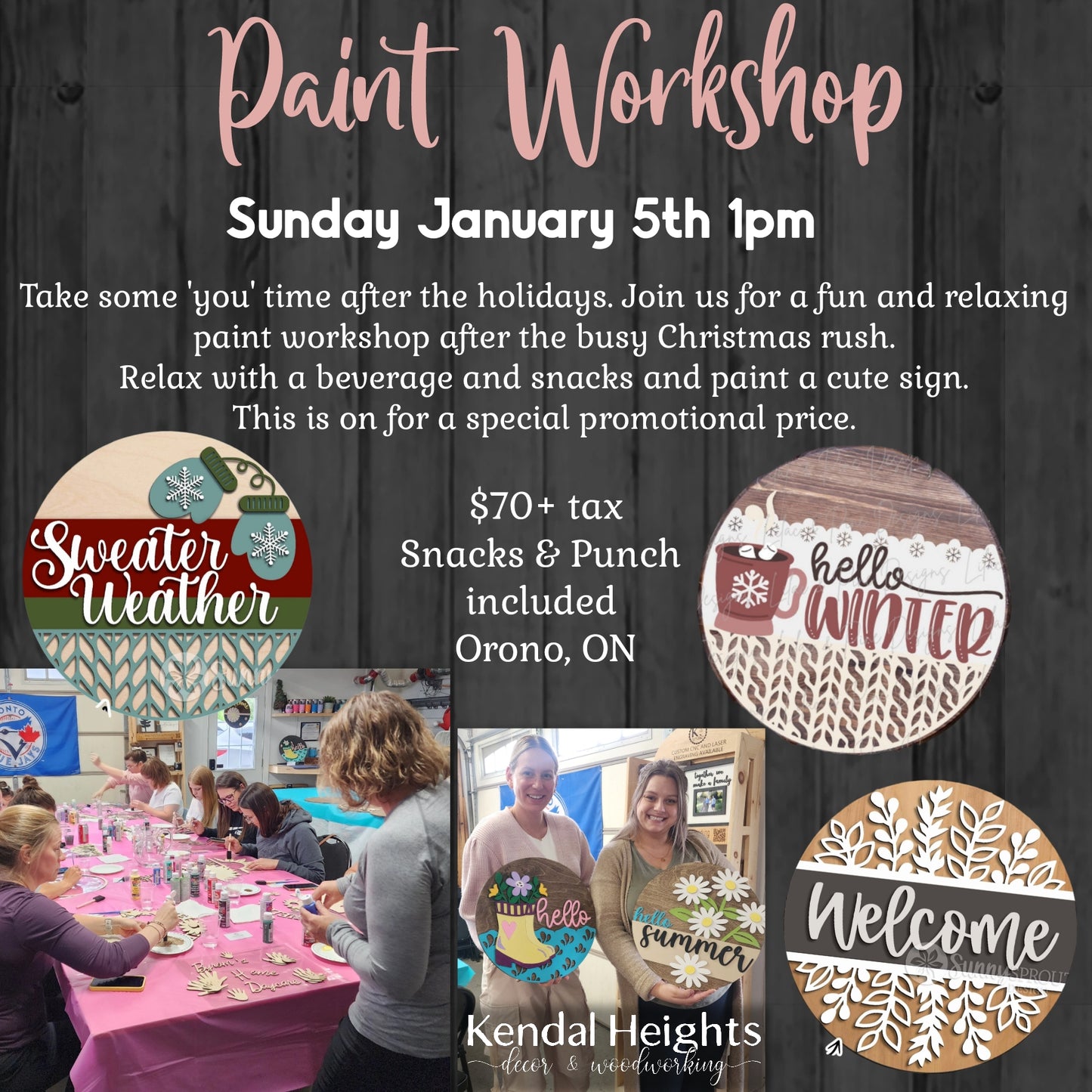 Paint / Clock Workshop Events - Deposit Only