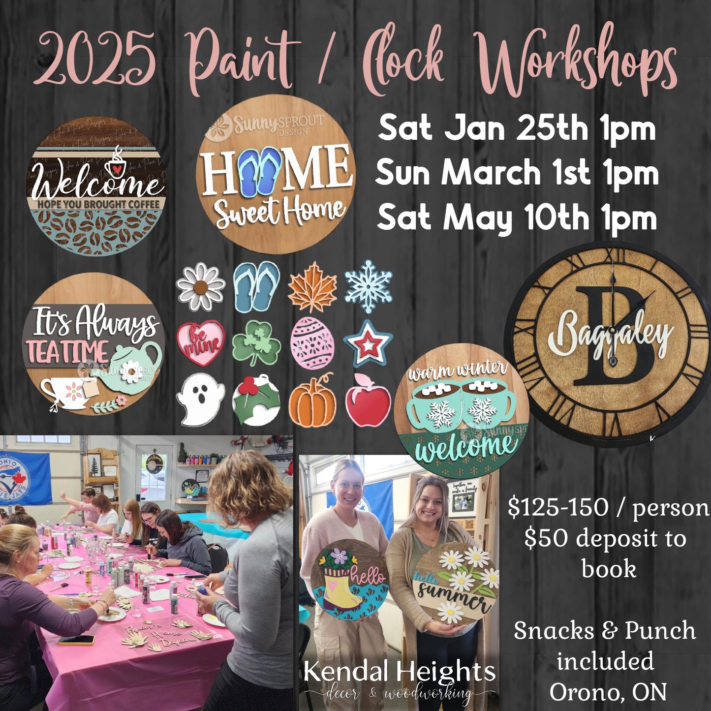 Paint / Clock Workshop Events - Deposit Only