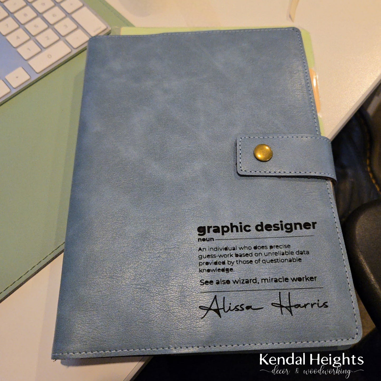 Leather Etched Notebook & Pen