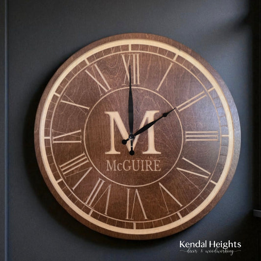 Custom Engraved Family Monogram Clock