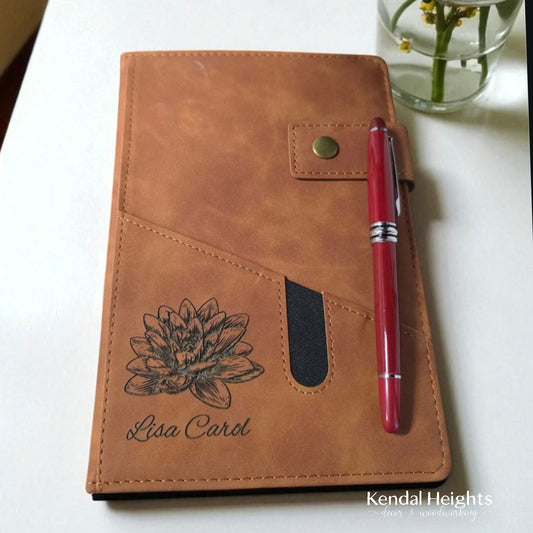 Leather Etched Notebook & Pen