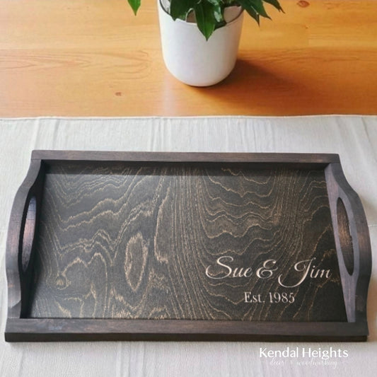 Personalized Tray with wood handles