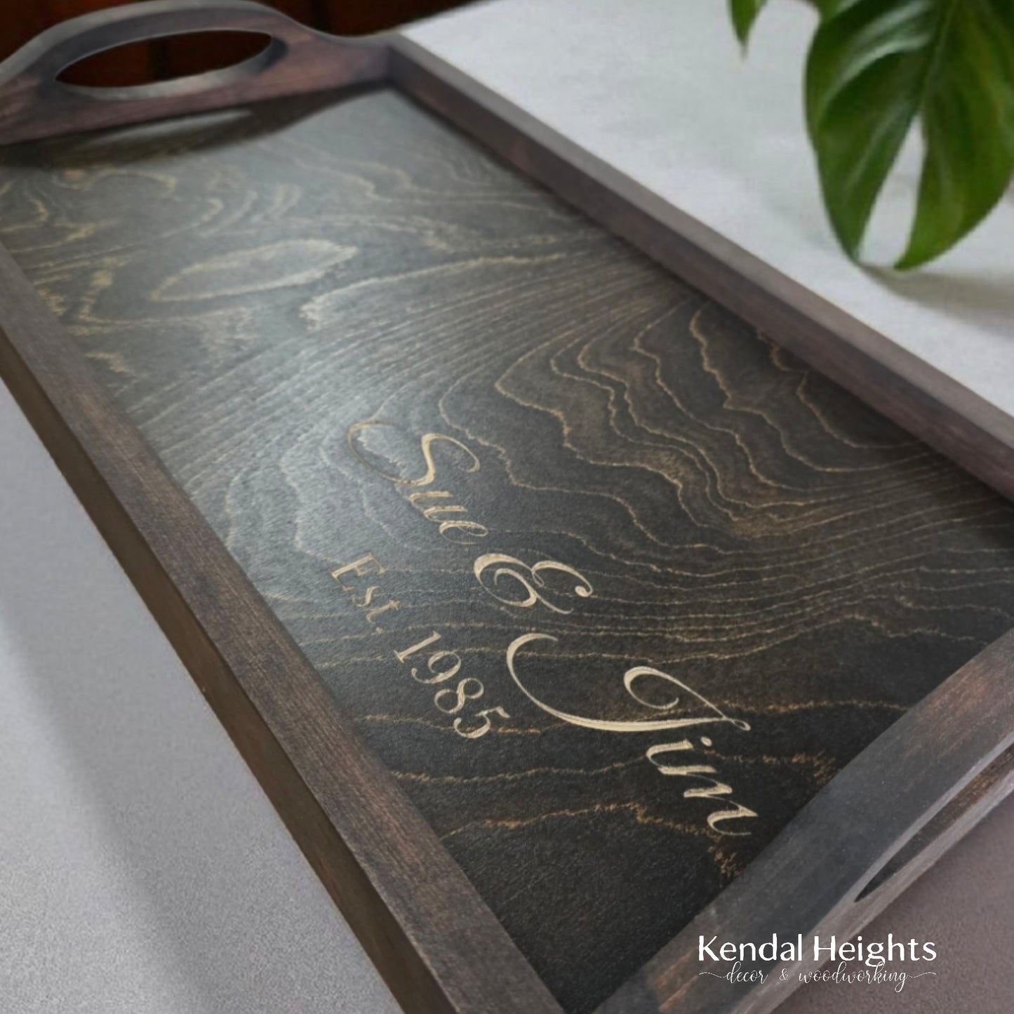 Personalized Tray with wood handles