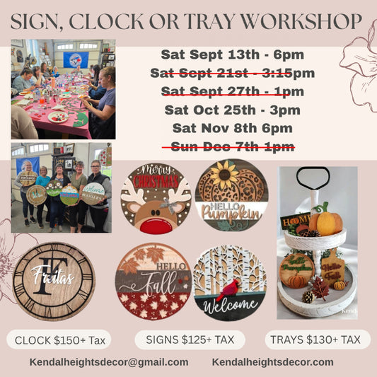 Paint / Clock Workshop Events - Deposit Only