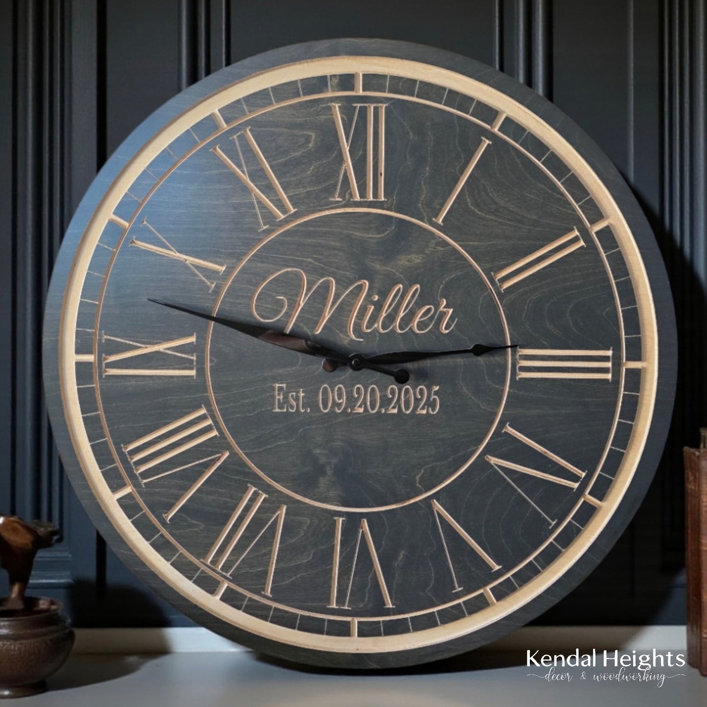 Custom Engraved Family Monogram Clock
