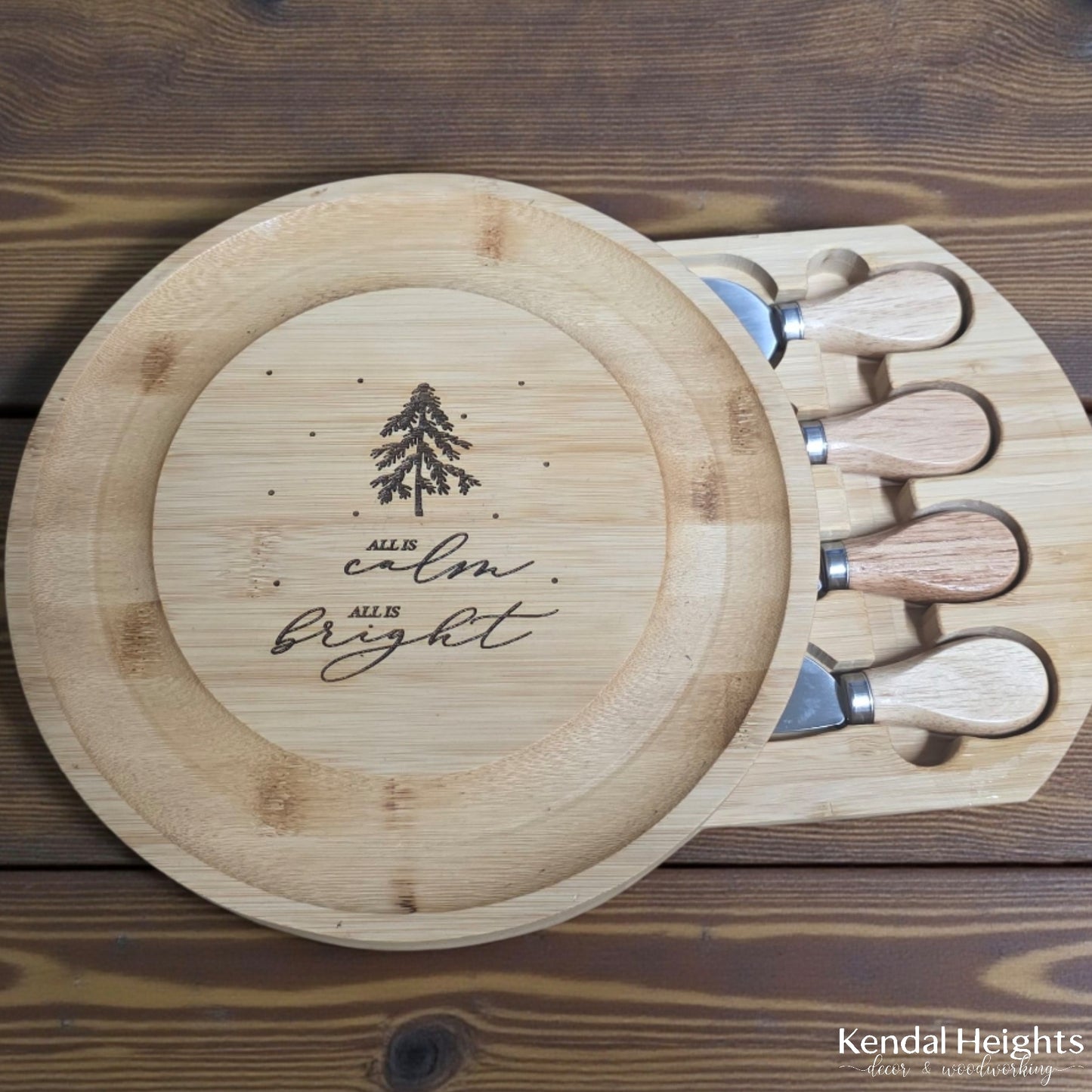 Bamboo Cheese Board with Knives