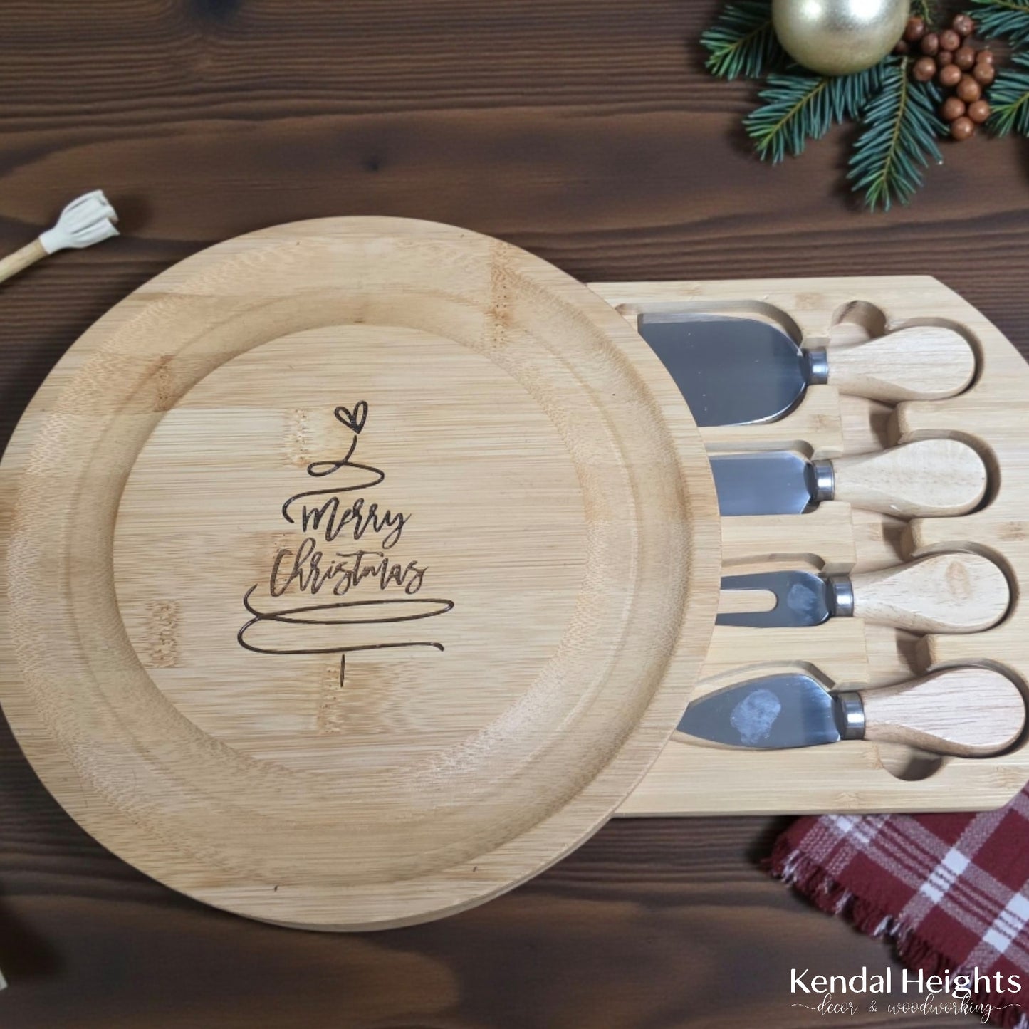 Bamboo Cheese Board with Knives