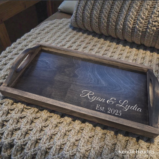 Personalized Tray with wood handles