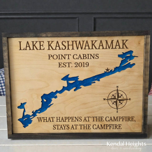 Laser Etched Lake Sign