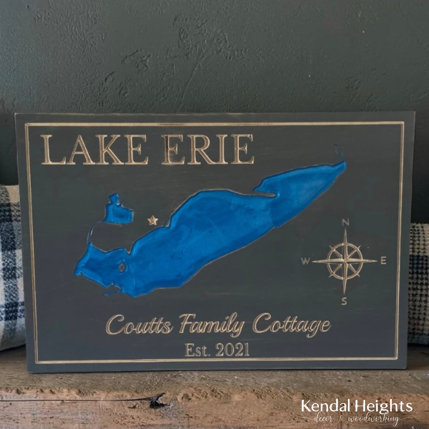 Engraved Lake Sign
