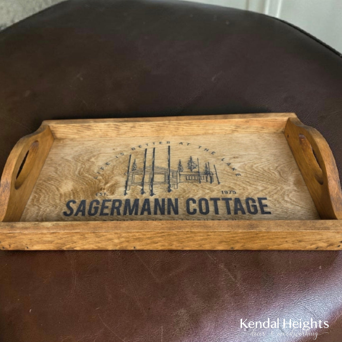 Personalized Tray with wood handles