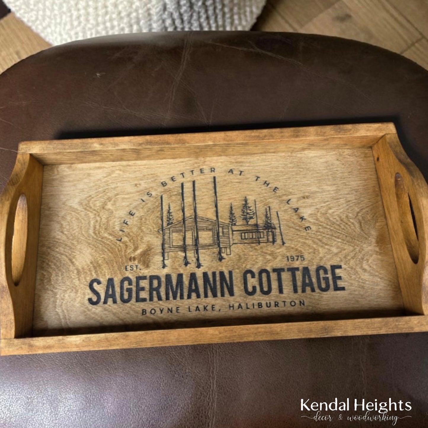 Personalized Tray with wood handles