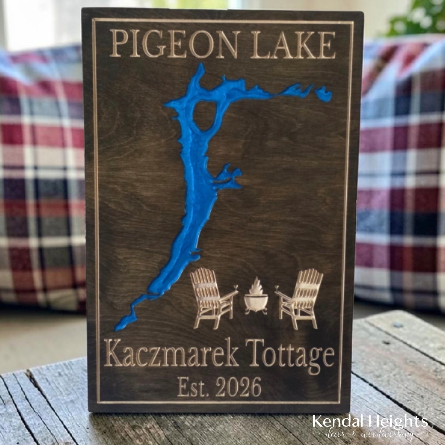 Engraved Lake Sign