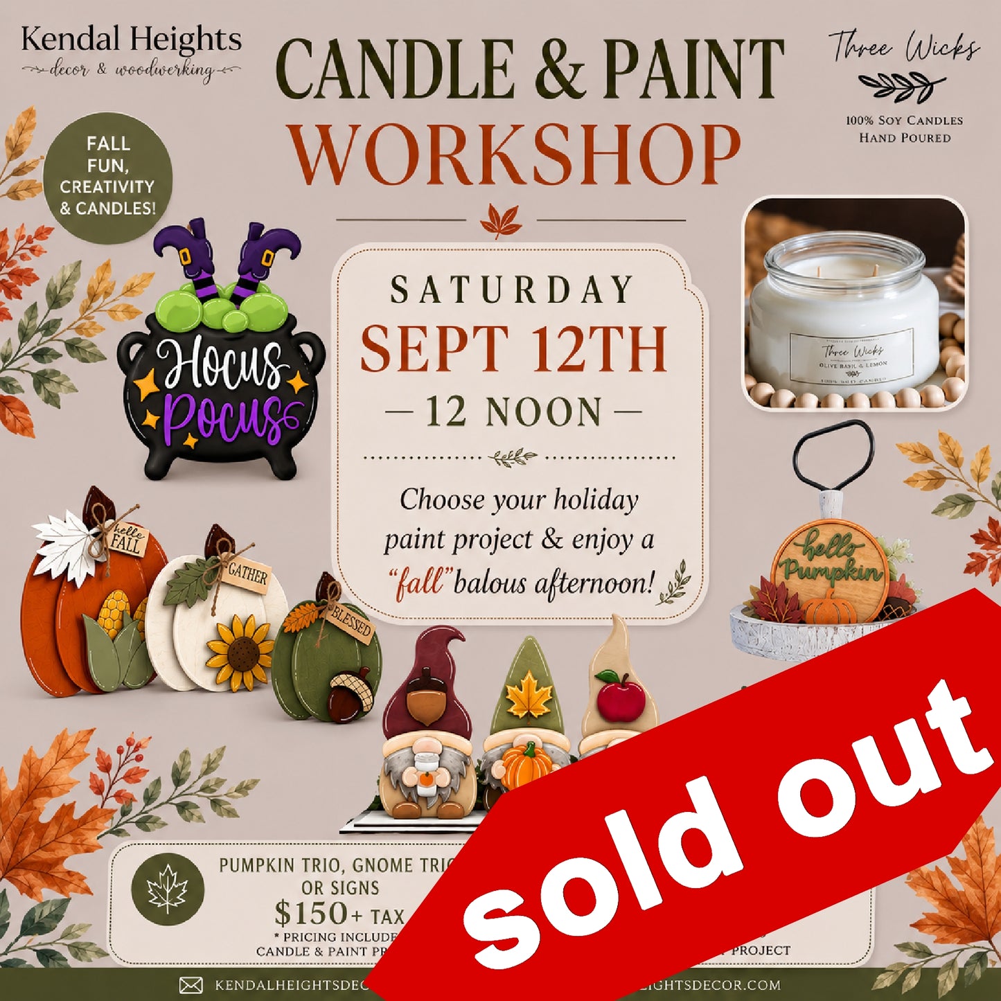 Candle & Paint Workshop with Three Wick Candles