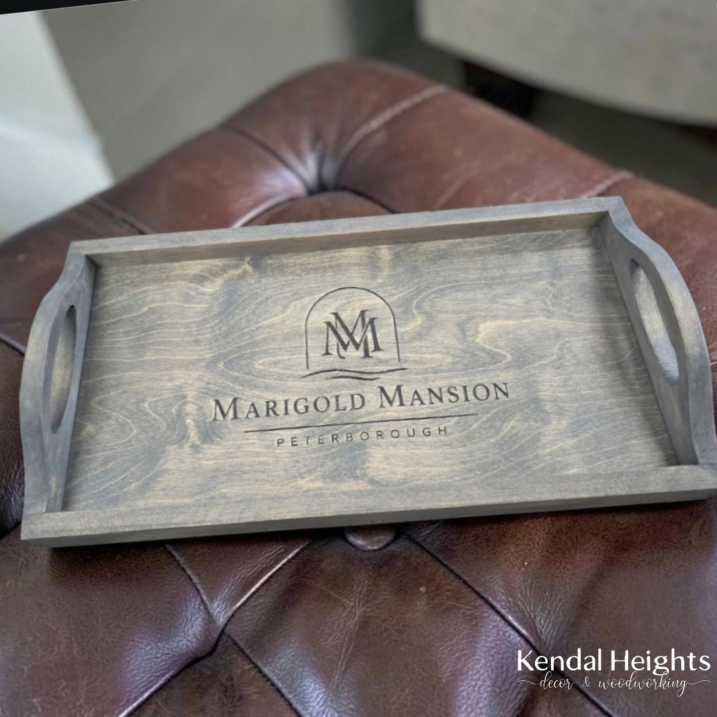 Personalized Tray with wood handles