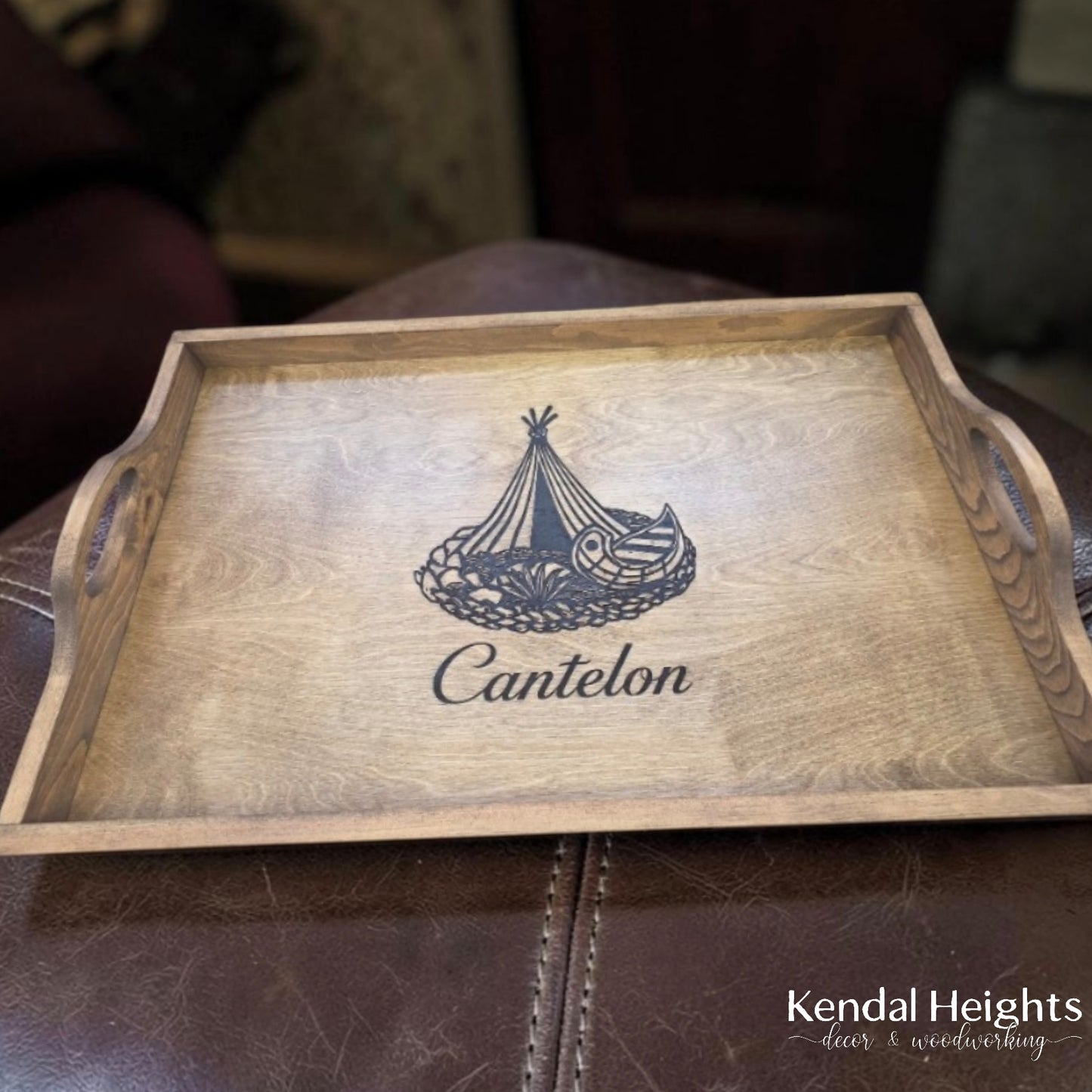 Personalized Tray with wood handles