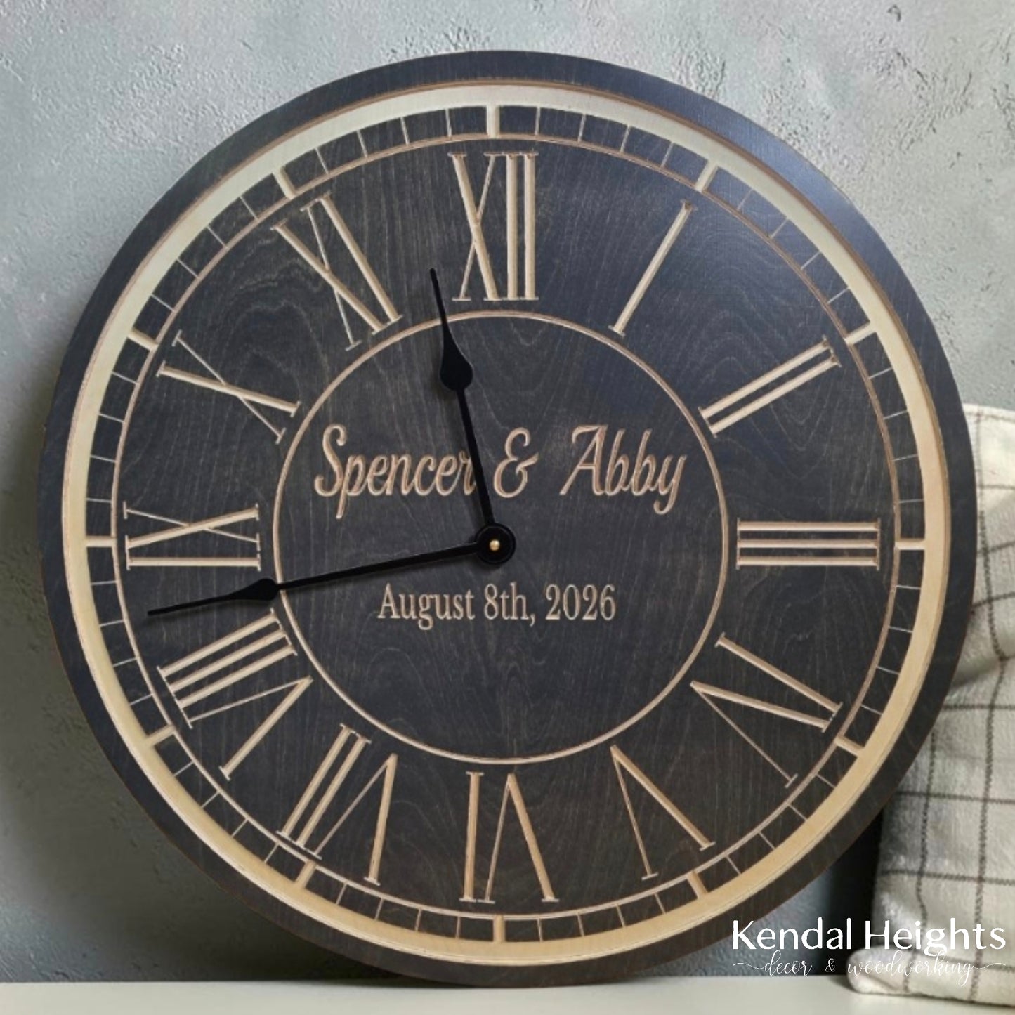 Custom Engraved Family Monogram Clock