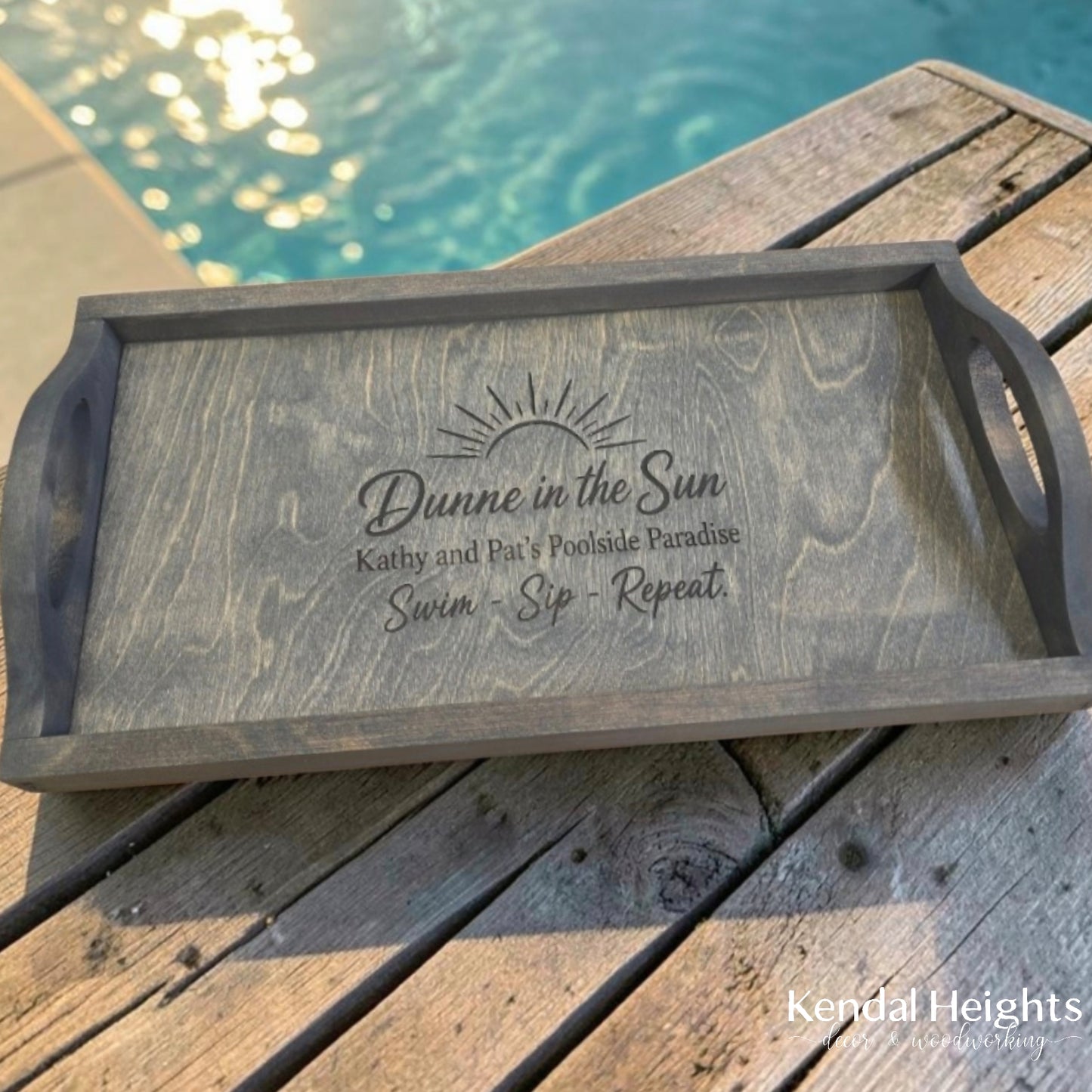 Personalized Tray with wood handles